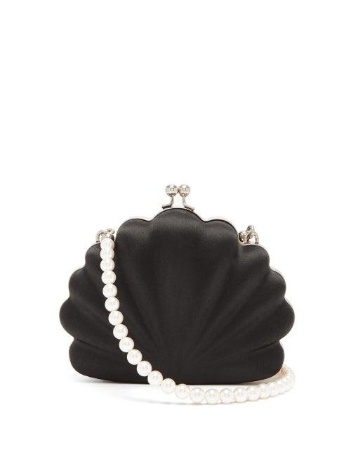 Matchesfashion.com Balenciaga - Shells Satin Clutch Bag - Womens - Black