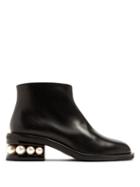 Matchesfashion.com Nicholas Kirkwood - Casati Faux Pearl Heeled Leather Ankle Boots - Womens - Black
