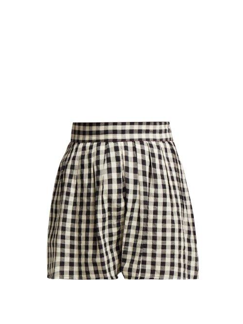 Matchesfashion.com Anaak - Annex Pleated Cotton Shorts - Womens - White Black