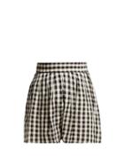 Matchesfashion.com Anaak - Annex Pleated Cotton Shorts - Womens - White Black