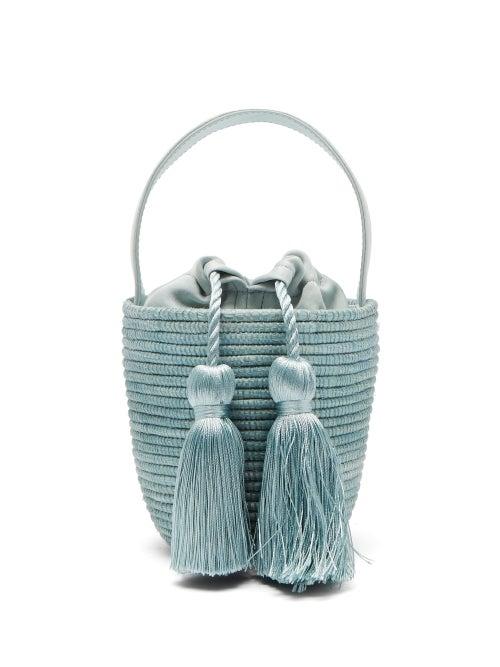 Matchesfashion.com Cesta Collective - Party Pail Silk Tasselled Sisal Basket Bag - Womens - Green