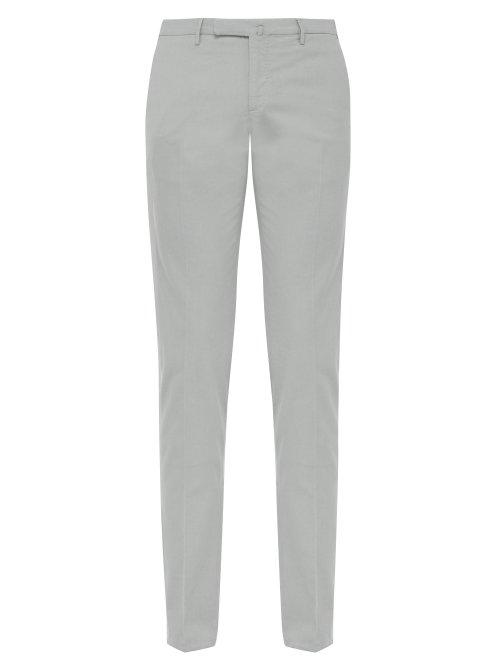 Matchesfashion.com Incotex - Slim Leg Cotton Blend Chino Trousers - Mens - Light Blue