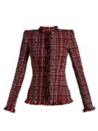 Matchesfashion.com Alexander Mcqueen - Tweed Collarless Jacket - Womens - Red Multi
