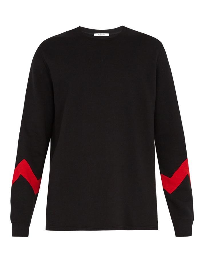 Givenchy Zigzag-panel Crew-neck Cotton-blend Sweatshirt