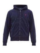 Matchesfashion.com Polo Ralph Lauren - Logo Embroidered Fleece Zip Through Hooded Jacket - Mens - Navy