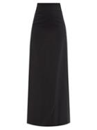 Maximilian - Elina Back-slit Wool-crepe Maxi Skirt - Womens - Black