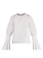 Roksanda Kalila Shirred-cuff Cotton-poplin Top