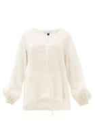 Matchesfashion.com Fil De Vie - Essaouira Balloon-sleeved Linen Top - Womens - Cream