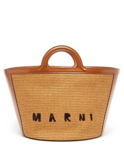 Marni - Tropicalia Raffia And Leather Basket Bag - Womens - Brown