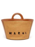 Marni - Tropicalia Raffia And Leather Basket Bag - Womens - Brown