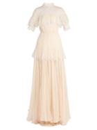 Maria Lucia Hohan Dani Lace-panelled Silk-mousseline Gown