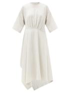 Matchesfashion.com Balenciaga - Asymmetric-hem Washed Cotton-jersey T-shirt Dress - Womens - Beige