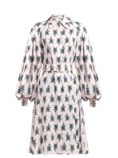 Matchesfashion.com Emilia Wickstead - Clarisse Floral Print Crepe Dress - Womens - Pink Multi
