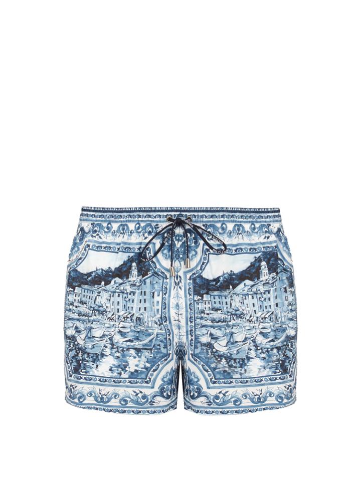 Dolce & Gabbana Sicilian Majolica-print Swim Shorts