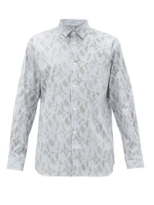 Matchesfashion.com Comme Des Garons Shirt - Camouflage-print Striped-cotton Shirt - Mens - Blue Multi