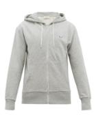 Matchesfashion.com Maison Kitsun - Fox Appliqu Zip Through Cotton Hooded Sweatshirt - Mens - Grey