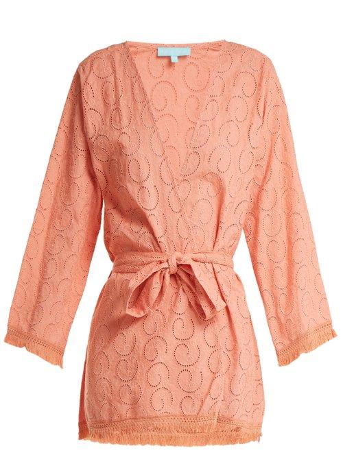 Matchesfashion.com Melissa Odabash - Pippa Long Sleeve Cotton Dress - Womens - Light Orange