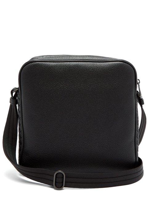 Matchesfashion.com Bottega Veneta - Intrecciato Trimmed Leather Messenger Bag - Mens - Black