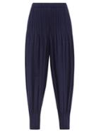 Matchesfashion.com Pleats Please Issey Miyake - Technical-pleated Tapered-leg Trousers - Womens - Navy