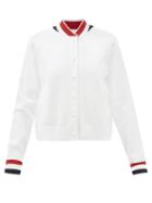 Thom Browne - Tricolour-stripe Knit Baseball Jacket - Womens - White