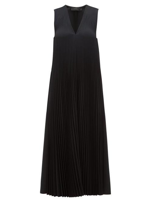 Matchesfashion.com Joseph - Enid Pleats Wool Blend Midi Dress - Womens - Black