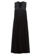 Matchesfashion.com Joseph - Enid Pleats Wool Blend Midi Dress - Womens - Black