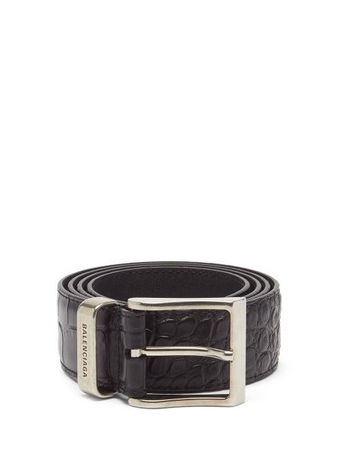 Balenciaga - Croc-embossed Leather Belt - Mens - Black
