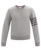 Matchesfashion.com Thom Browne - Four-bar Intarsia-stripe Cotton-jersey Sweatshirt - Mens - Grey