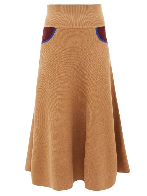Matchesfashion.com Loewe - Trompe L'oeil Cashmere Skirt - Womens - Beige Multi