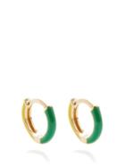 Fry Powers - Grass Green Enamel & 14kt Yellow Gold Earrings - Womens - Yellow Multi