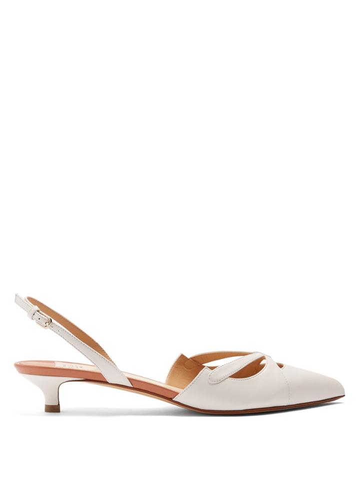Francesco Russo Bow Cut-out Slingback Leather Pumps