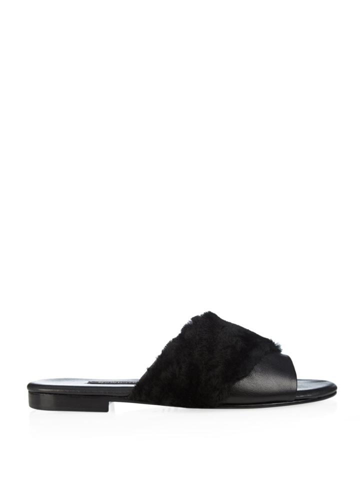 Newbark Yasmin Leather And Shearling Slides