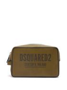 Dsquared2 - Logo-print Grained-leather Wash Bag - Mens - Dark Brown