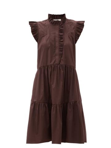 Matchesfashion.com Sea - Karla Ruffled Cotton-blend Dress - Womens - Burgundy