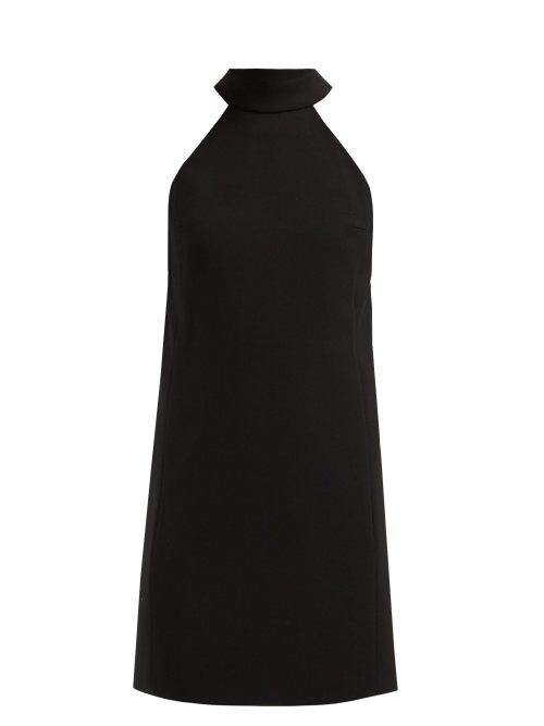 Matchesfashion.com Saint Laurent - Crystal And Chain Embellished Wool Mini Dress - Womens - Black
