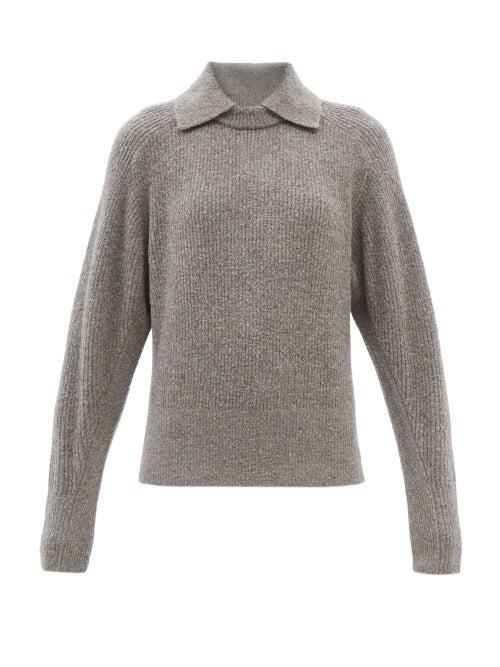 Proenza Schouler - Collared Ribbed Wool-blend Sweater - Womens - Dark Grey