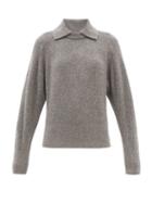 Proenza Schouler - Collared Ribbed Wool-blend Sweater - Womens - Dark Grey