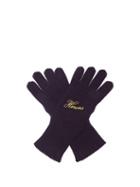 Matchesfashion.com Raf Simons - Heroes Embroidered Wool Blend Gloves - Womens - Dark Navy