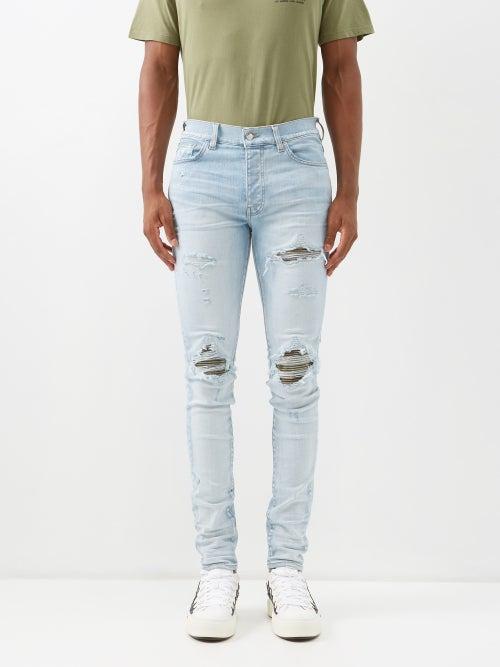 Amiri - Distressed Slim-leg Jeans - Mens - Light Indigo