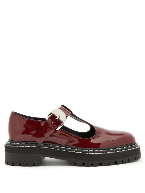 Matchesfashion.com Proenza Schouler - Tread-sole T-bar Leather Loafers - Womens - Burgundy