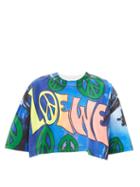 Loewe Paula's Ibiza - Peace-print Cotton-jersey Cropped T-shirt - Womens - Multi