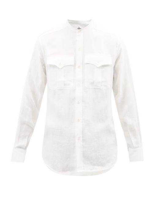 Sbline - Safari Stand-collar Linen Shirt - Mens - White