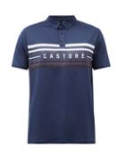 Castore - Striped Logo-print Performance-jersey Polo Shirt - Mens - Navy
