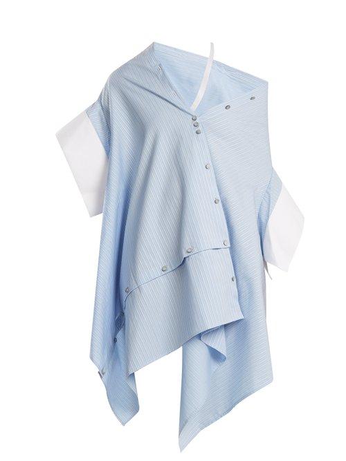 Matchesfashion.com Palmer//harding - Off The Shoulder Striped Cotton Shirt - Womens - Blue White