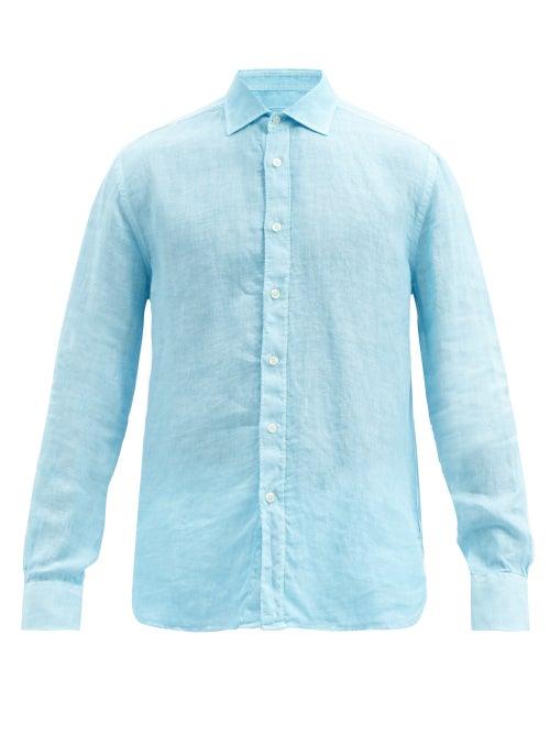 Matchesfashion.com 120% Lino - Linen Shirt - Mens - Light Blue