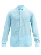 Matchesfashion.com 120% Lino - Linen Shirt - Mens - Light Blue