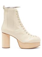 Matchesfashion.com Jil Sander - Ankle Bracelet Leather Platform Boots - Womens - White