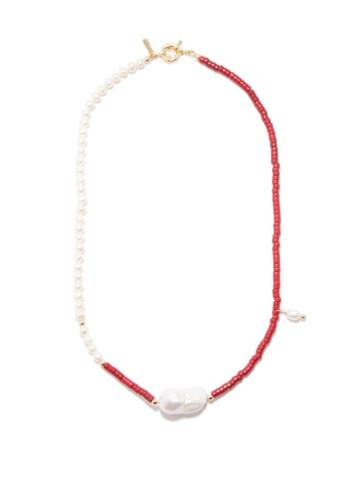 Liou - Reims Heishi-bead & Baroque-pearl Necklace - Mens - Red