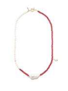 Liou - Reims Heishi-bead & Baroque-pearl Necklace - Mens - Red