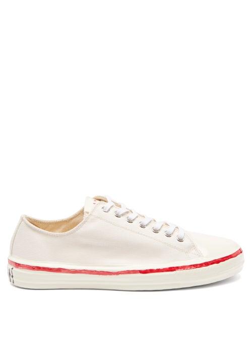 Matchesfashion.com Marni - Painted Cotton-canvas Trainers - Womens - Ivory